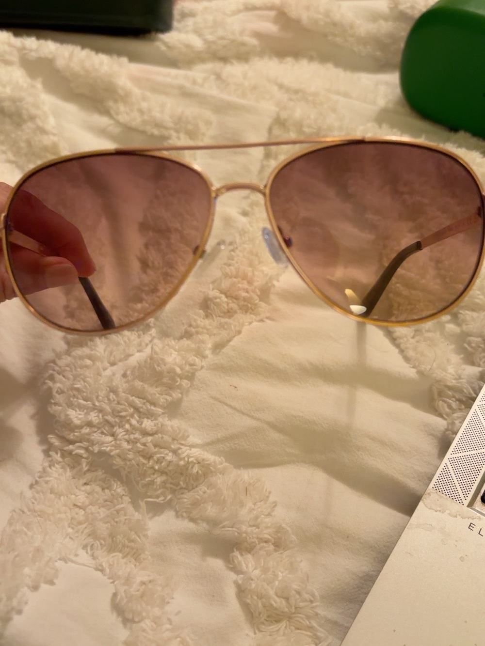 kate spade Rose Gold Frame Sunglasses with Pink Lenses